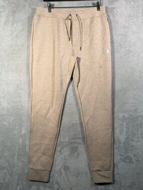 Polo Ralph Lauren Sweatpants Mens S Beige Fleece Joggers Double Knit Heathered